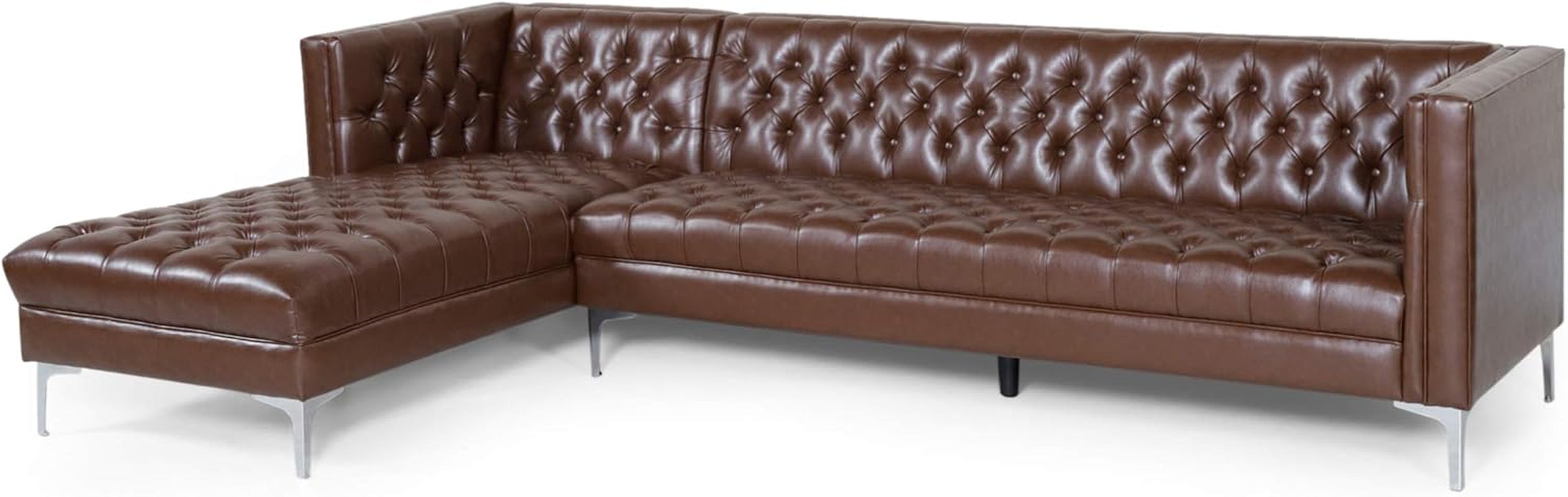 Tignall Sectional, Dark Brown + Silver