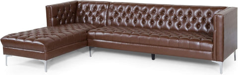 Tignall Sectional, Dark Brown + Silver