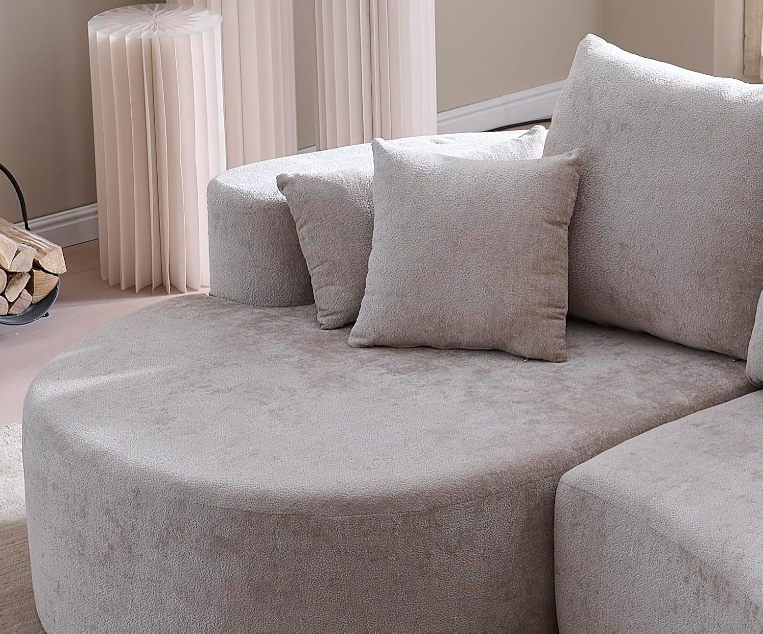 Carden 106" Curved Modular Sectional Sofa, Comfy Sofa Couch with Chaise Lounge, Modern Cloud Couch with Deep Seat, Fabric Upholstered Set for Living Room Bedroom, Silver Lining