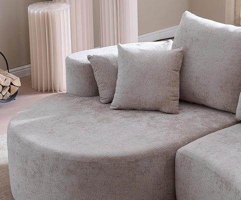 Carden 106" Curved Modular Sectional Sofa, Comfy Sofa Couch with Chaise Lounge, Modern Cloud Couch with Deep Seat, Fabric Upholstered Set for Living Room Bedroom, Silver Lining