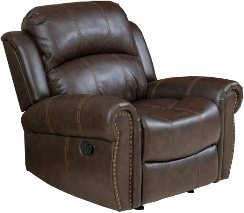 Gdfstudio  Gavin Faux Leather Gliding Recliner, Dark Brown