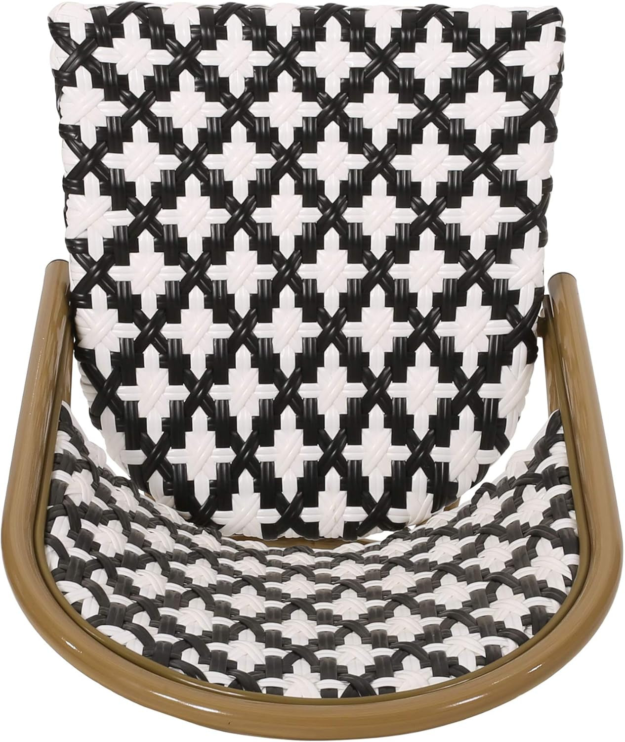 Anastasia Outdoor French Bistro Chair (Set of 2), Black + White + Bamboo Print Finish