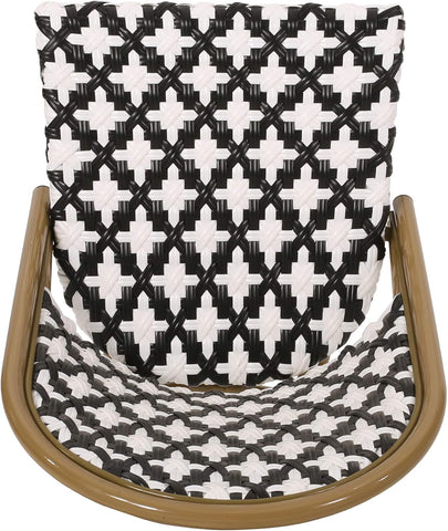 Anastasia Outdoor French Bistro Chair (Set of 2), Black + White + Bamboo Print Finish