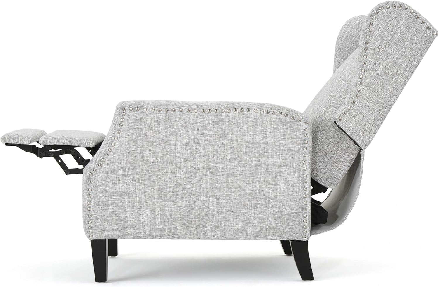 Ellyn Fabric Recliner (Set of 2), Light Gray Tweed, Dark Brown