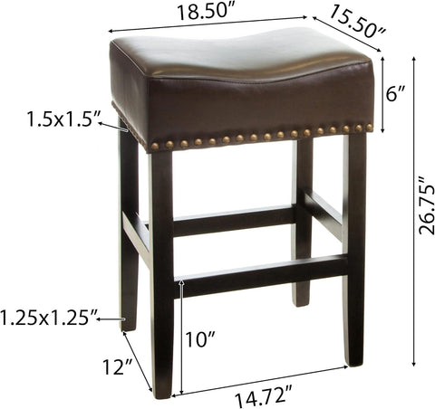 Lisette Backless Counter Stools, 2-Pcs Set, Brown