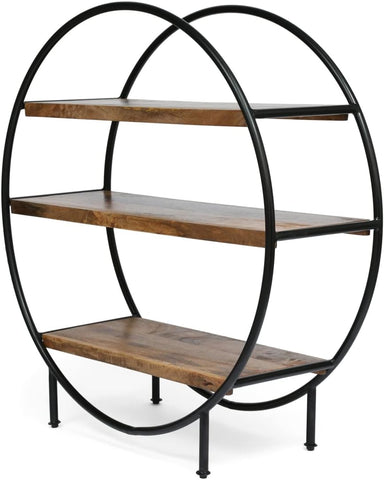 Christopher Knight 3 Tier Home Shelf, Natural + Black