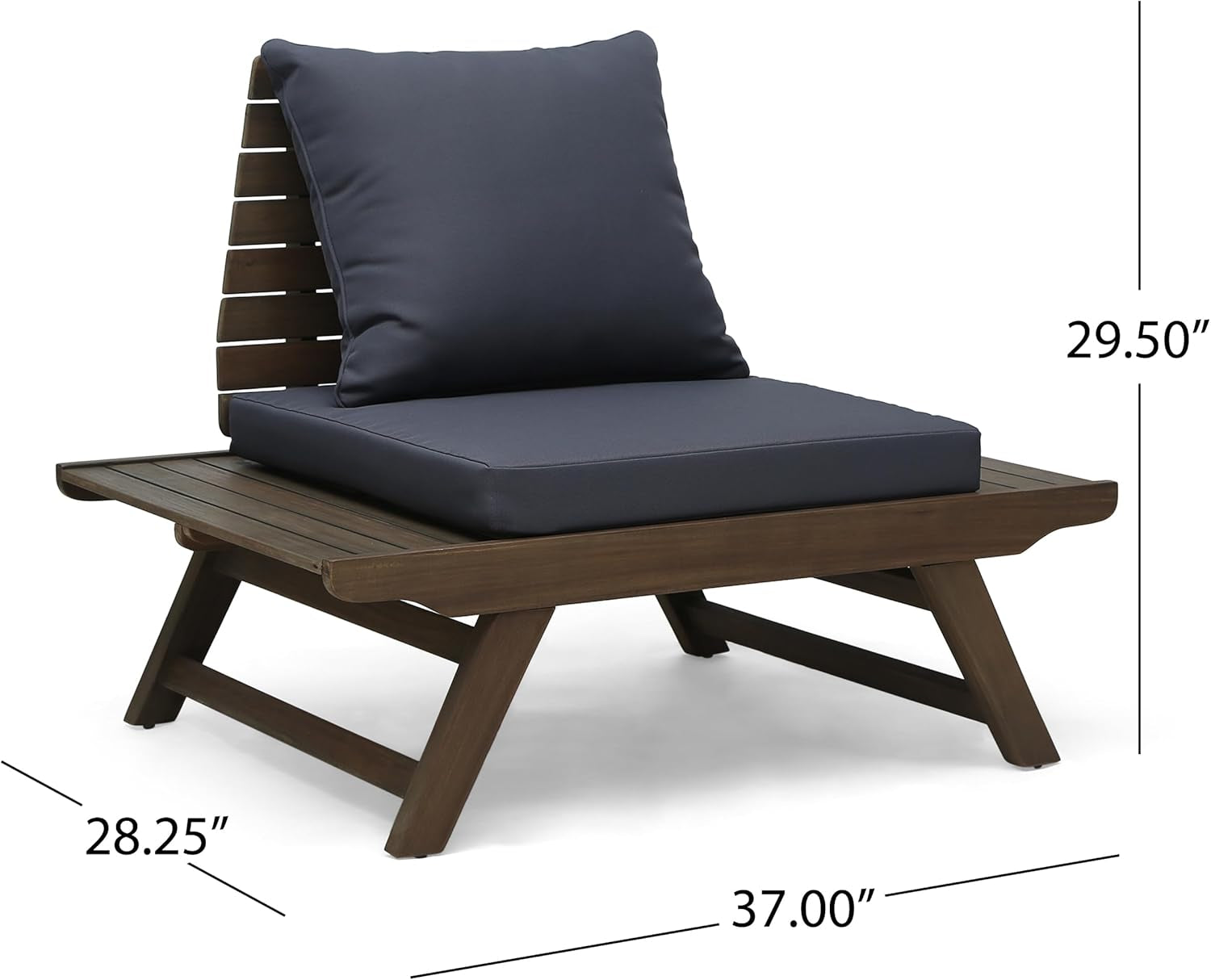 Sedona Outdoor Acacia Wood 6 Seater Chair Loveseat Cushions Chat Patio Furniture Conversation Sets with Coffee Table, 37 "W X 28.25 "D X 29.5 "H, Gray + Dark Gray