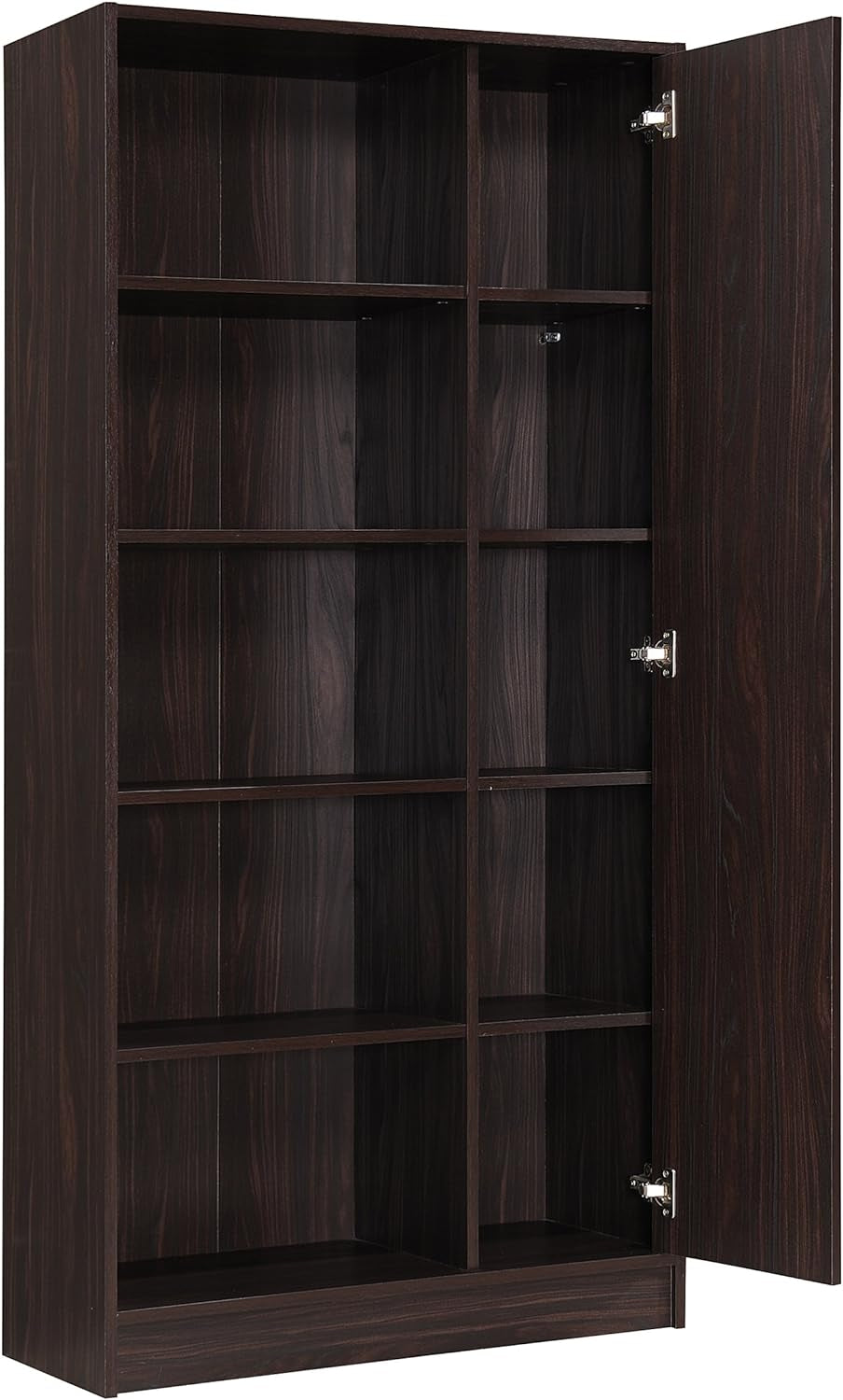 Amelia Mid-Century Faux Wood Bookcase, Walnut Finish