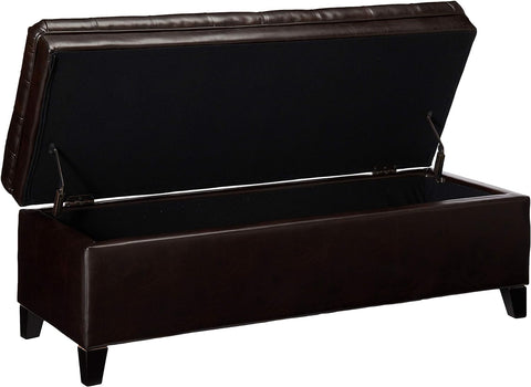 Juliana PU Storage Ottoman, Brown