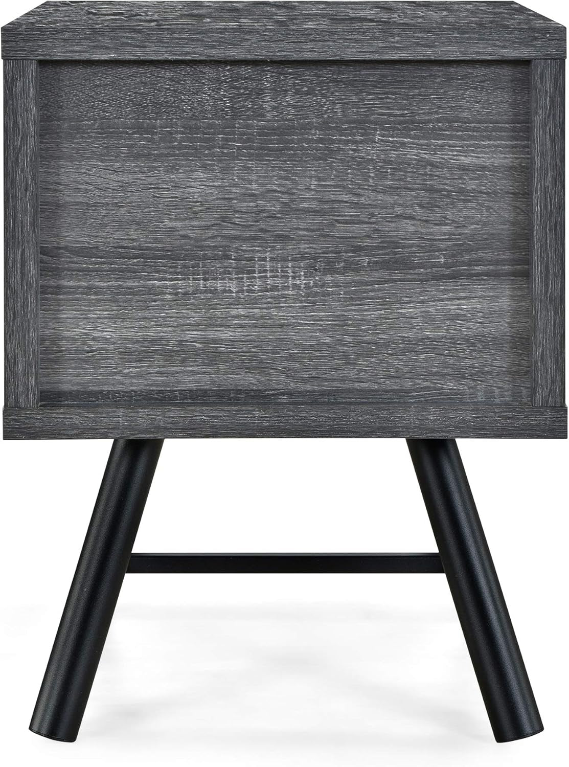 Harrison Mid-Century Modern Nightstand, Sonoma Gray Oak + Gray Oak + Black