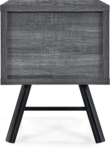 Harrison Mid-Century Modern Nightstand, Sonoma Gray Oak + Gray Oak + Black