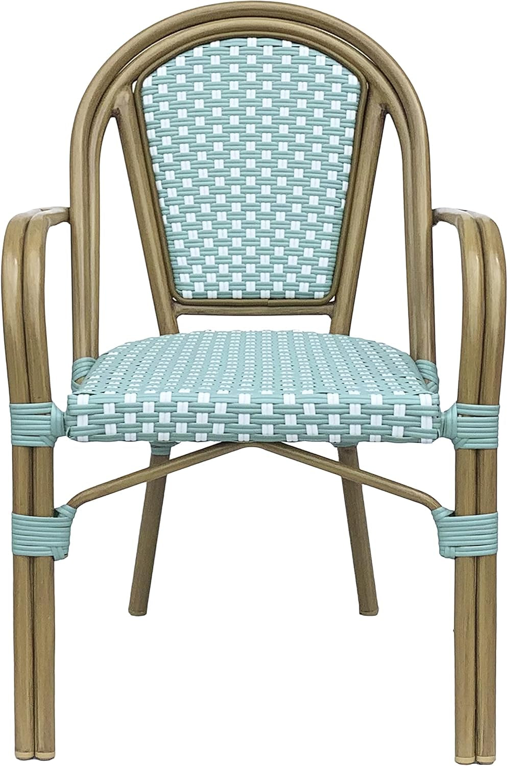 Brianna Bistro Chairs, Light Teal + White + Wood Print