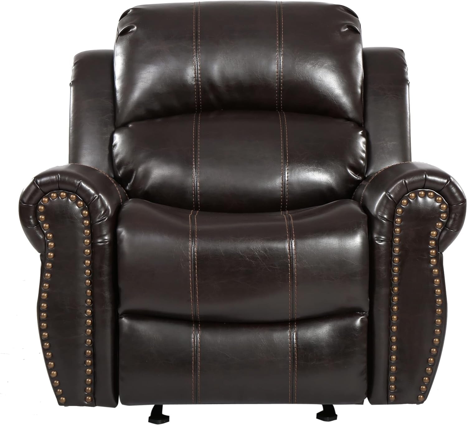 Gavin Bonded Leather Gliding Recliner, Brown, 38.75D X 40.25W X 39.75H In