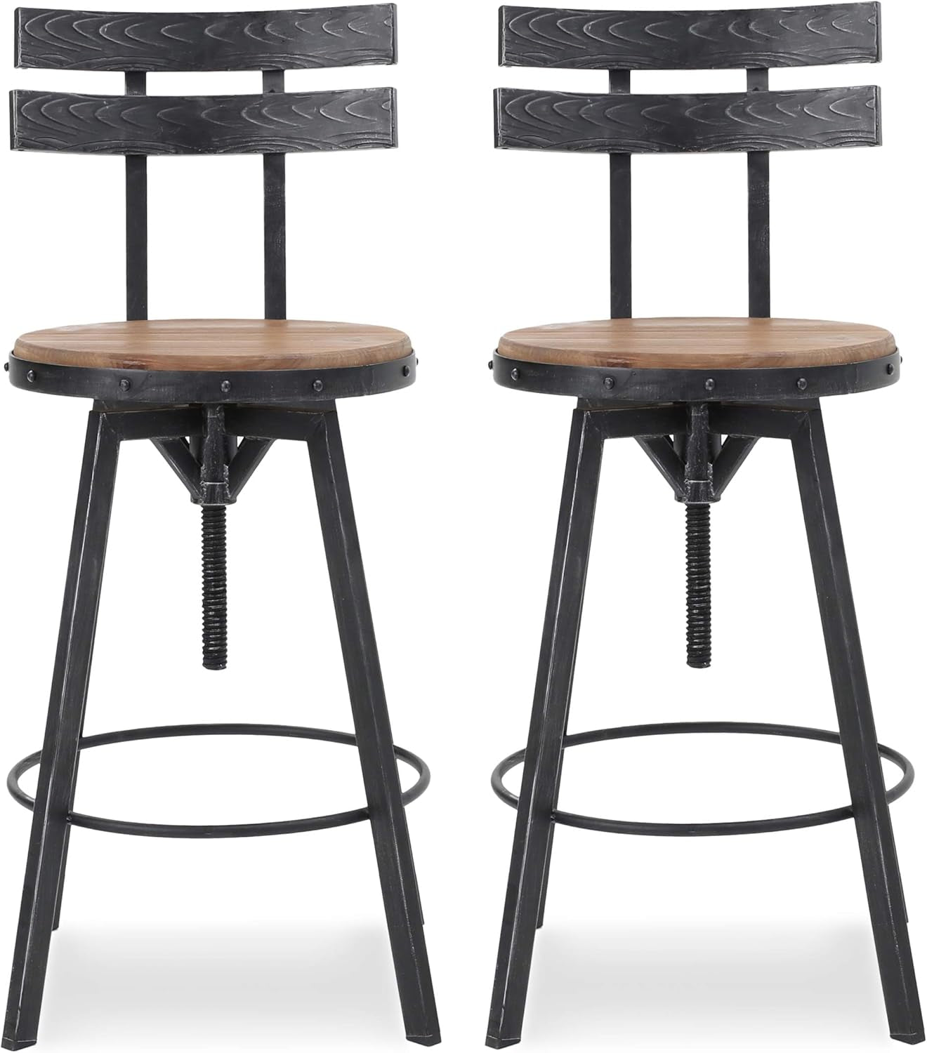 Alanis Barstool Sets, Antique + Black Brush Silver