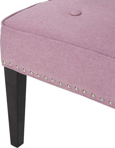 Adelina Occasional Chair Wing Back Nail Head Accents Button Tufted Corded Fabric Lavender, Light Lavendar