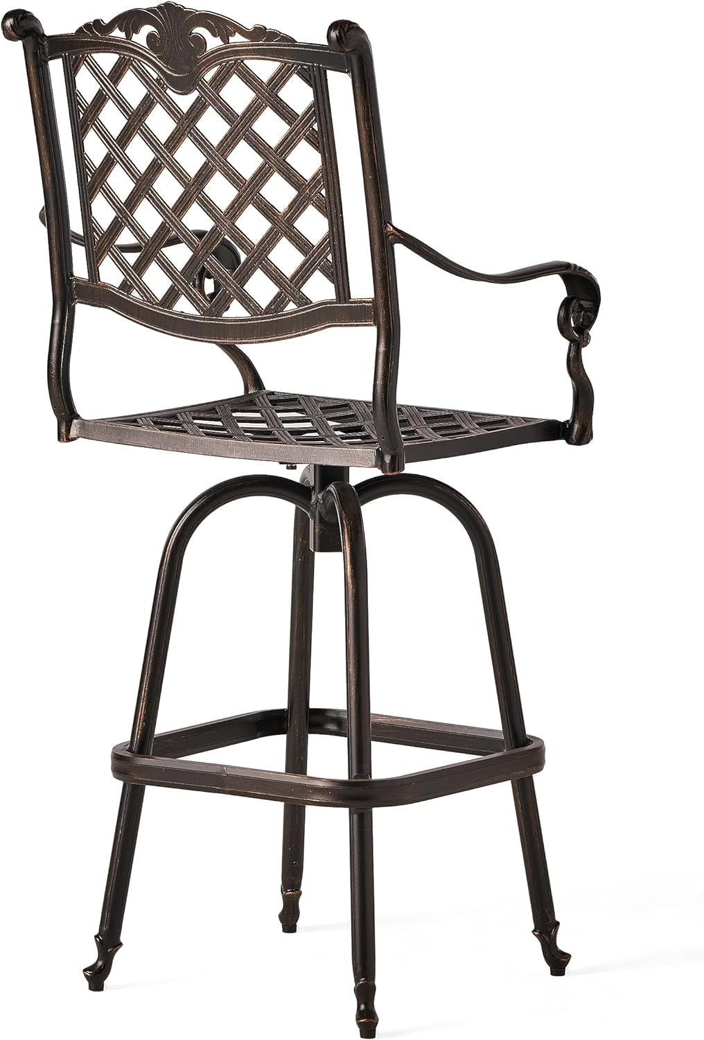 Avon Outdoor Cast Aluminum Bar Stool, Shiny Copper