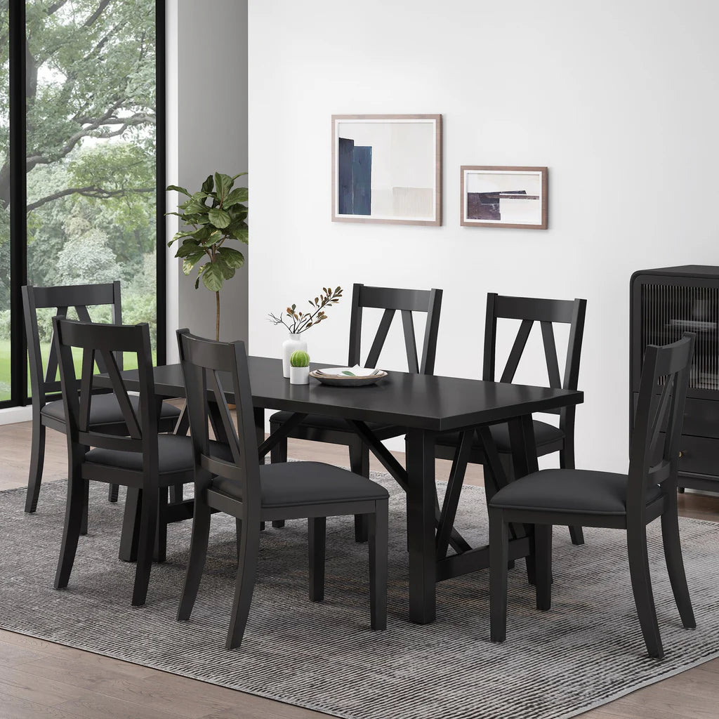 Farmhouse Wood 7 Piece Dining Set