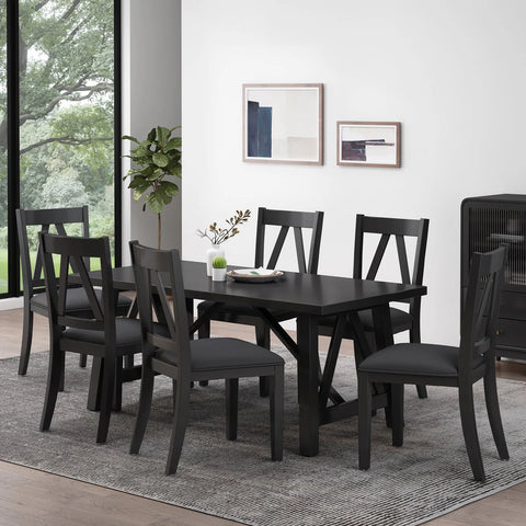 Farmhouse Wood 7 Piece Dining Set