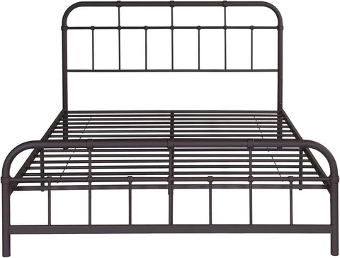 Sylvia Queen-Size Iron Bed Frame, Minimal, Industrial, Hammered Copper