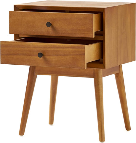 Great Deal Furniture Mid Century Acacia Wood Nightstand, Natural