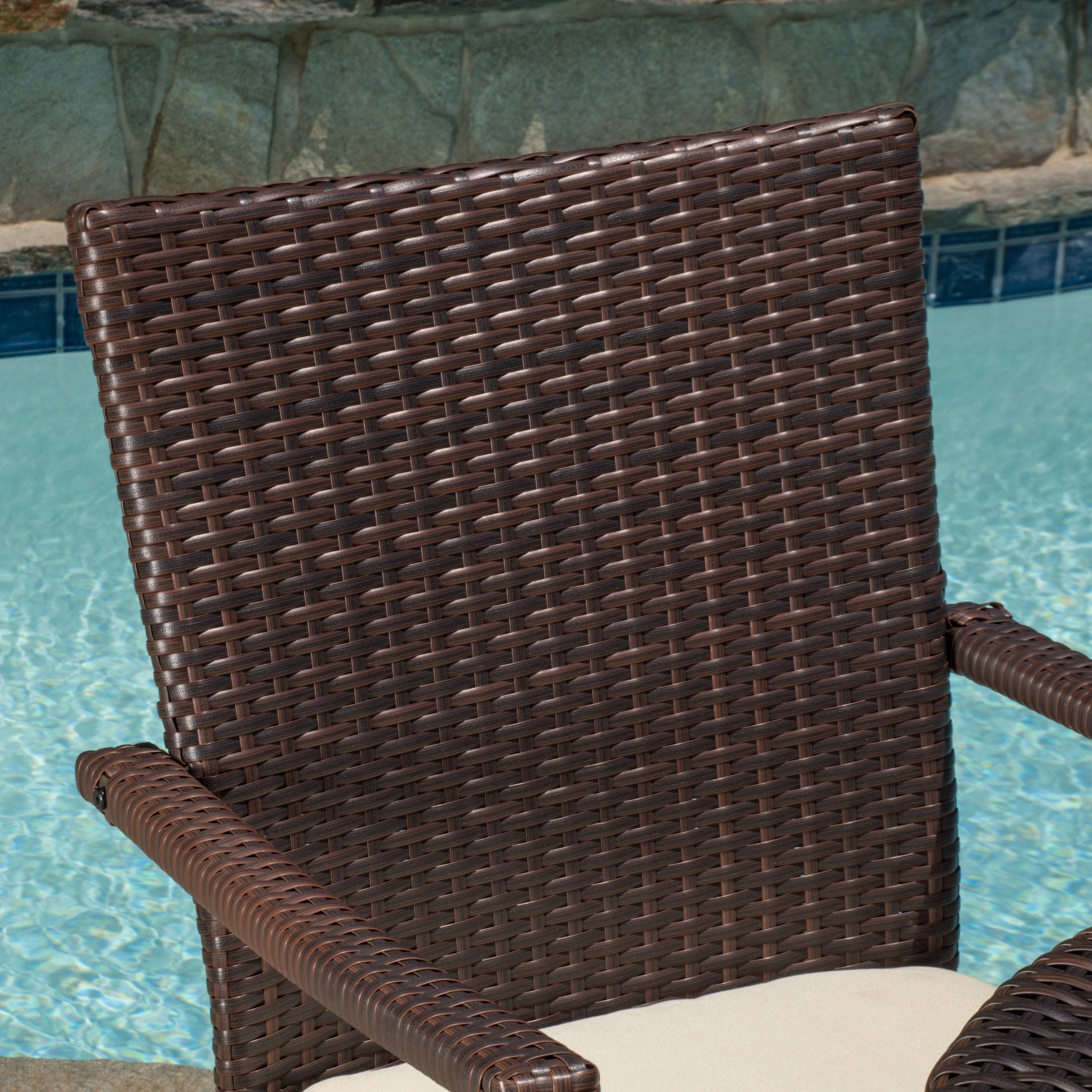 Polmer Outdoor Wicker 3 Piece Bistro Set with Cushion, Multibrown and Cream