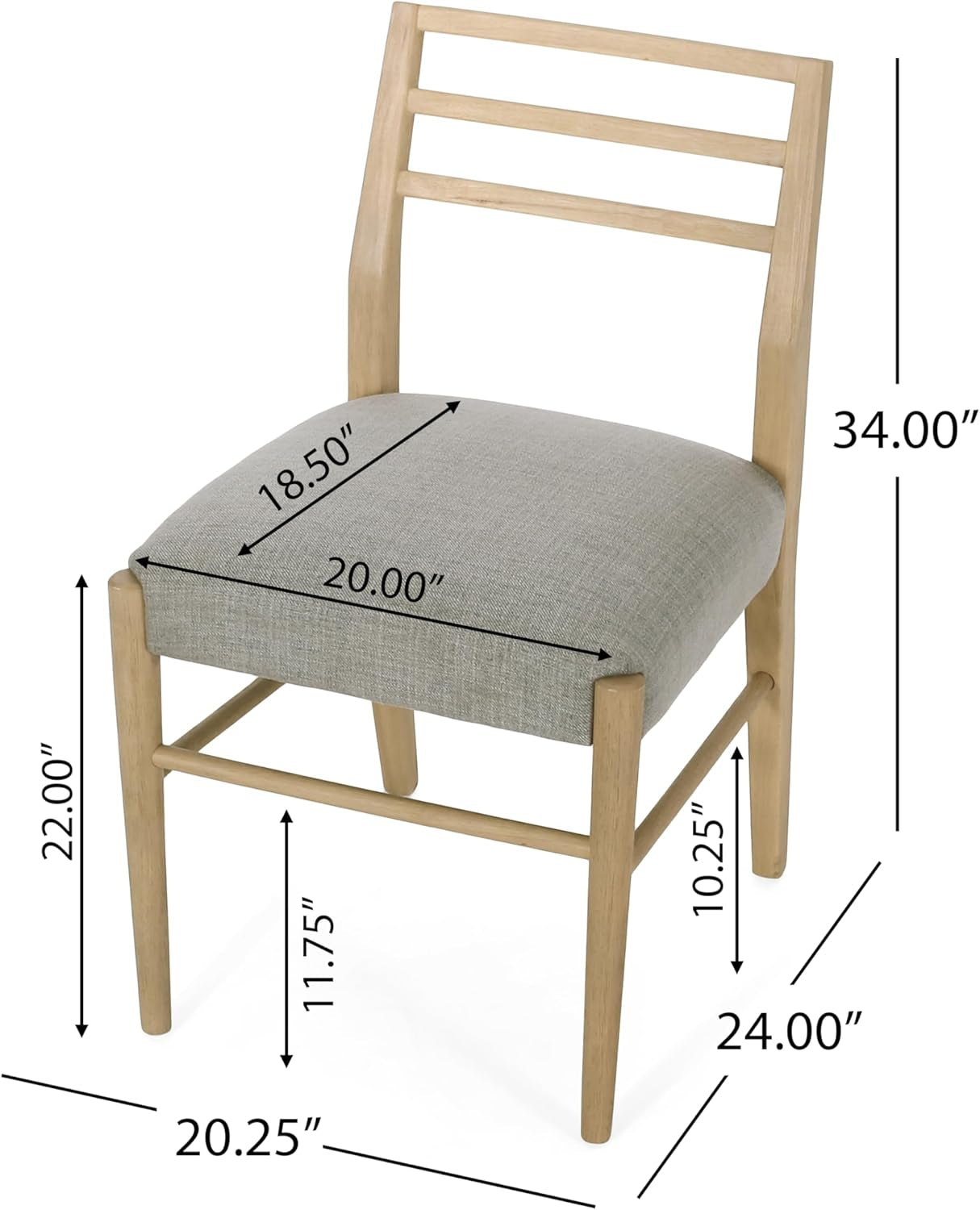 Demlow Dining Set, 20.25 "W X 24 "D X 34 "H, Light Ash + Gray