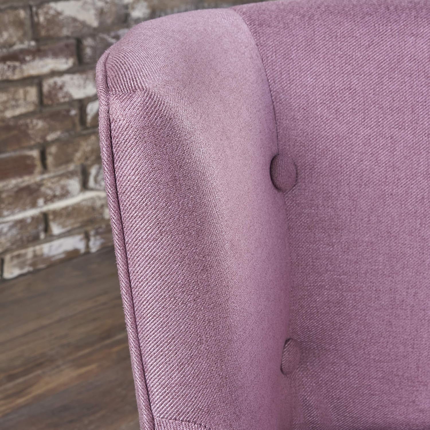 Adelina Occasional Chair Wing Back Nail Head Accents Button Tufted Corded Fabric Lavender, Light Lavendar