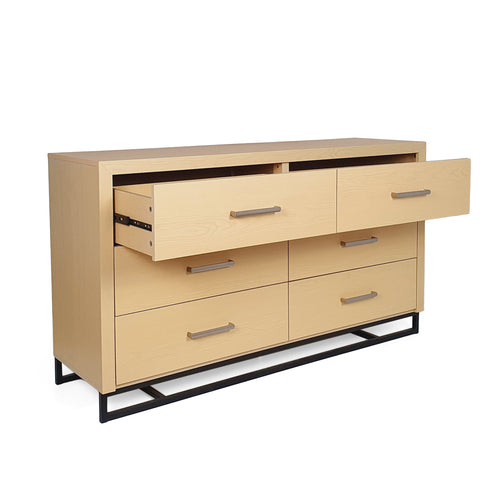 Beeson 6 Drawer Double Dresser by Natural/Black Light Wood