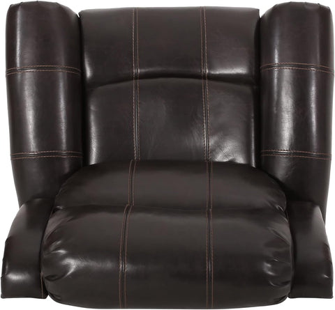 Gavin Bonded Leather Gliding Recliner, Brown, 38.75D X 40.25W X 39.75H In