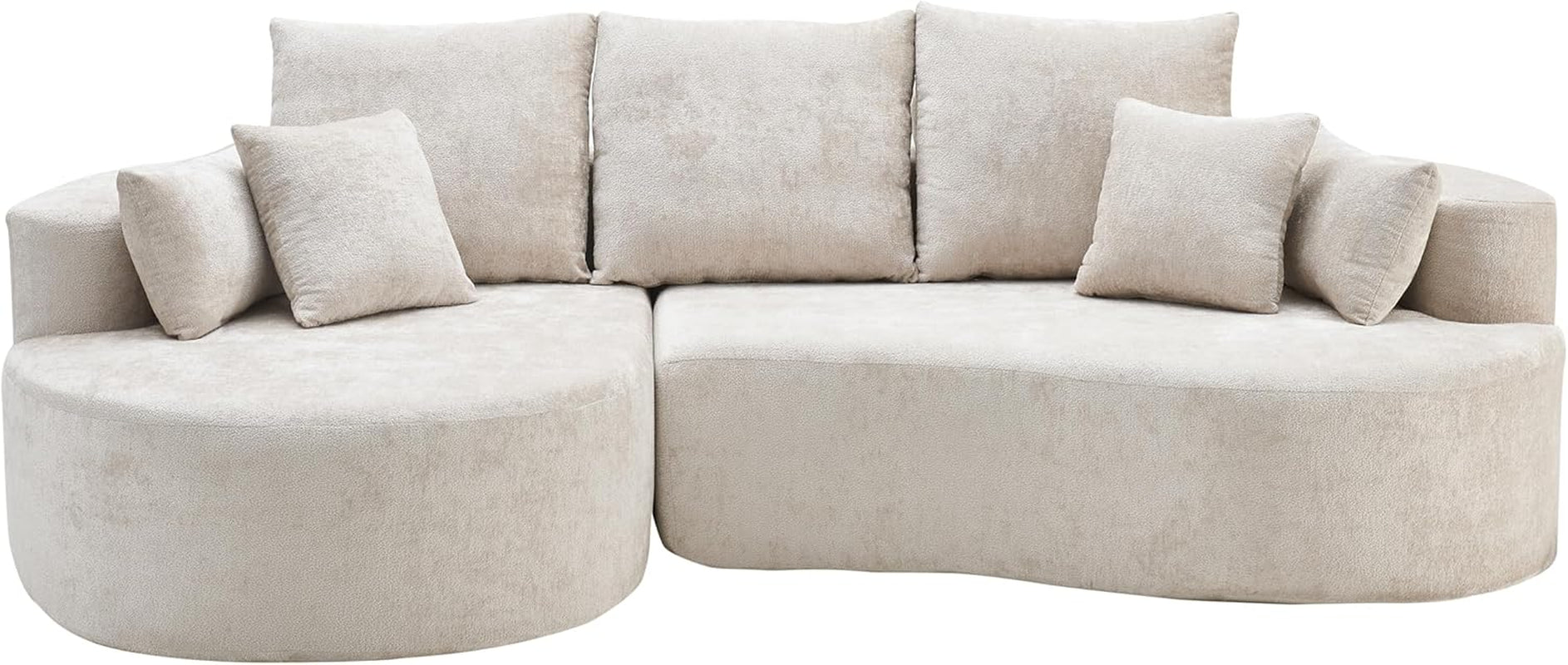 Carden 106" Curved Modular Sectional Sofa, Comfy Sofa Couch with Chaise Lounge, Modern Cloud Couch with Deep Seat, Fabric Upholstered Set for Living Room Bedroom, Silver Lining