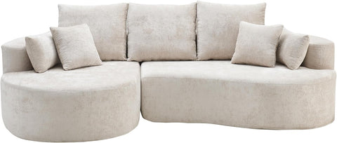 Carden 106" Curved Modular Sectional Sofa, Comfy Sofa Couch with Chaise Lounge, Modern Cloud Couch with Deep Seat, Fabric Upholstered Set for Living Room Bedroom, Silver Lining