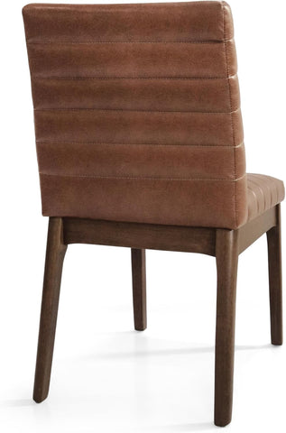 Lancer Dining Chair, 17.6 "W X 23.6 "D X 33.75 "H, Cognac Brown + Walnut