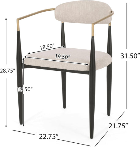 Elmore Dining Chair, 22.75 "W X 21.75 "D X 31.5 "H, Beige + Black + Gold