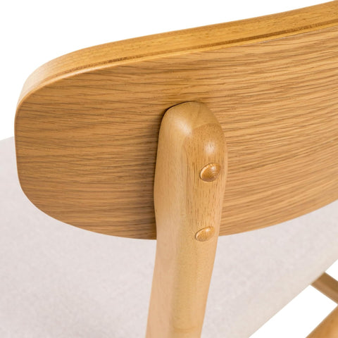 Lucious Fabric / Oak Finish Dining Chairs, 2-Pcs Set, Light Beige