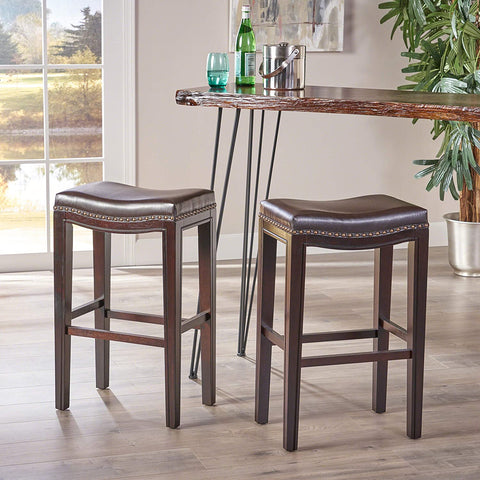 Avondale Backless Bar Stools,12"D X 18.13"W X 30"H, 2-Pcs Set, Brown