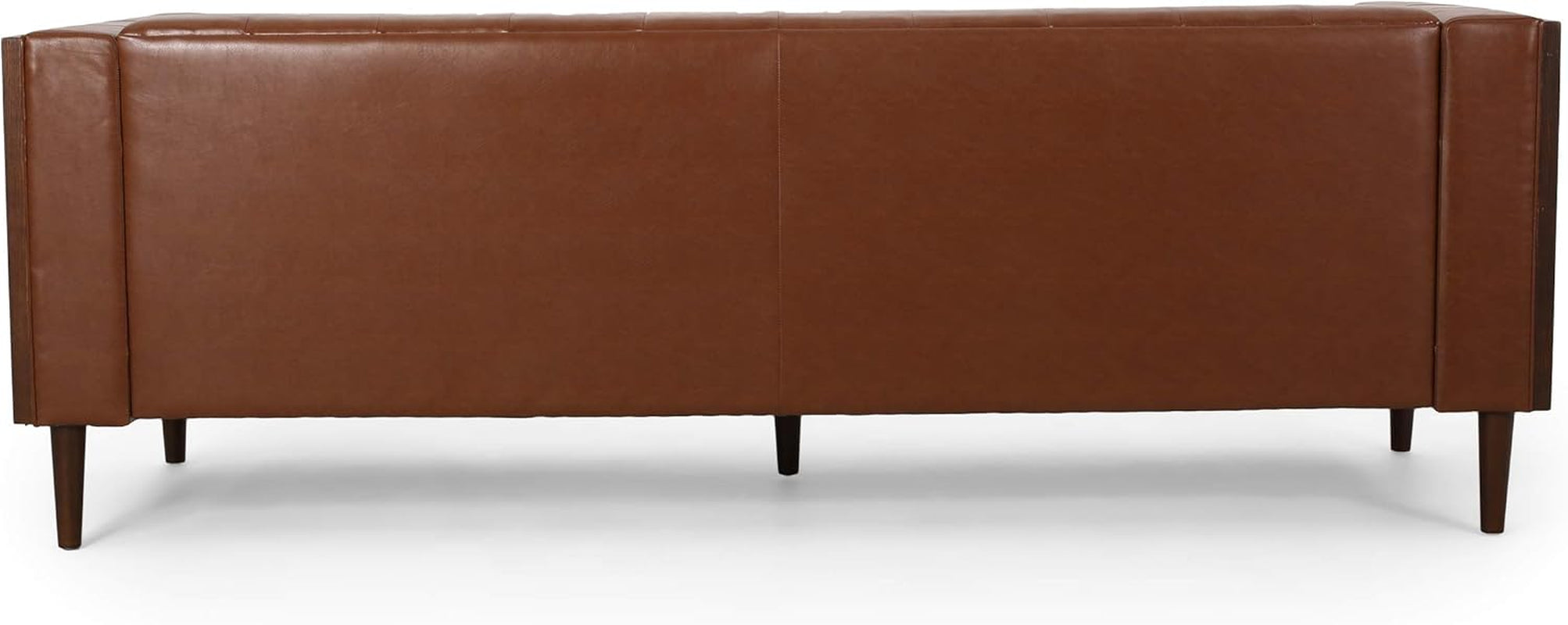 Solomon Contemporary Tufted Deep Seated Sofa with Accent Pillows, Cognac Brown and Espresso