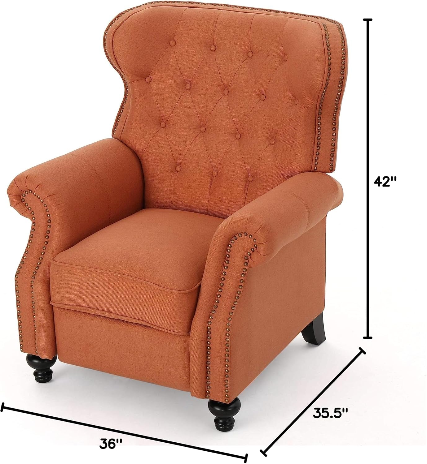 Gdfstudio Waldo Tufted Wingback Recliner Chair(Orange)