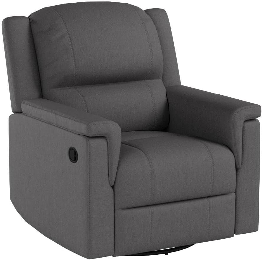 Jemma Tufted Fabric Swivel Gliding Recliner Chair (Charcoal)