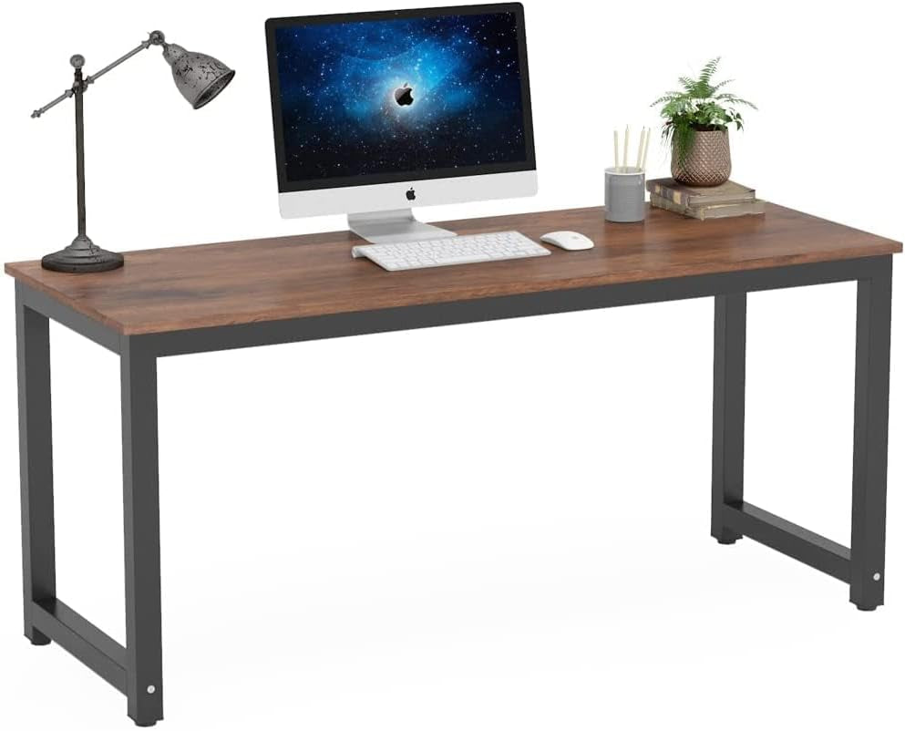 Computer Desk, 63 Inch Large Office Desk Computer Table Study Writing Desk Workstation for Home Office, Rustic Brown