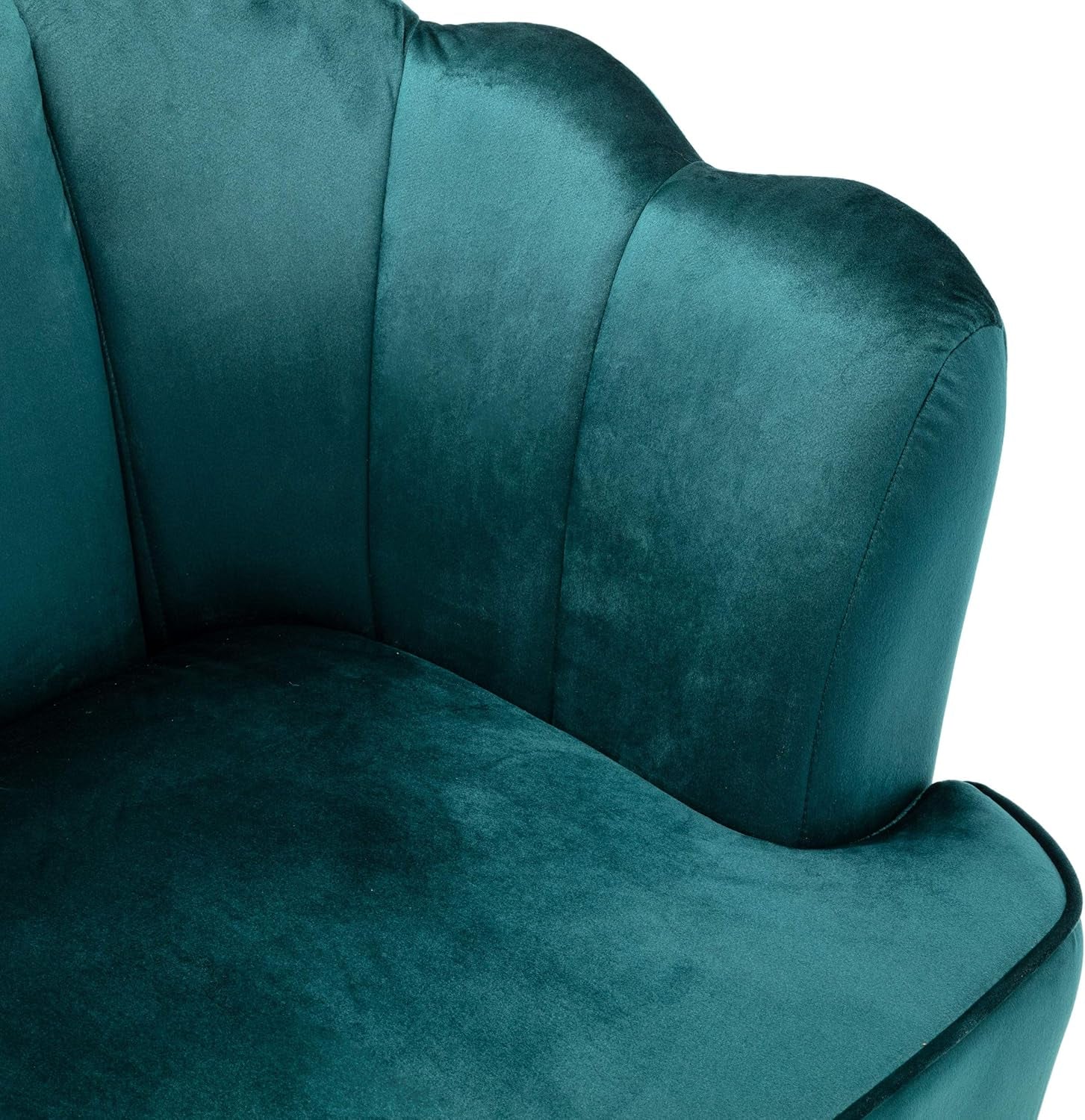 Reitz Channel Stitch 3 Seater Shell Sofa - Velvet - Teal/Gold