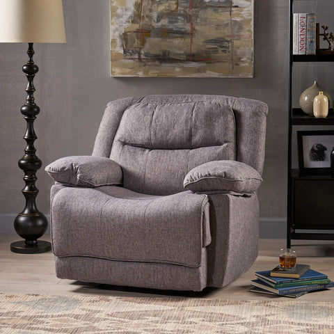 Annabelle Glider Recliner, Charcoal Tweed, Black