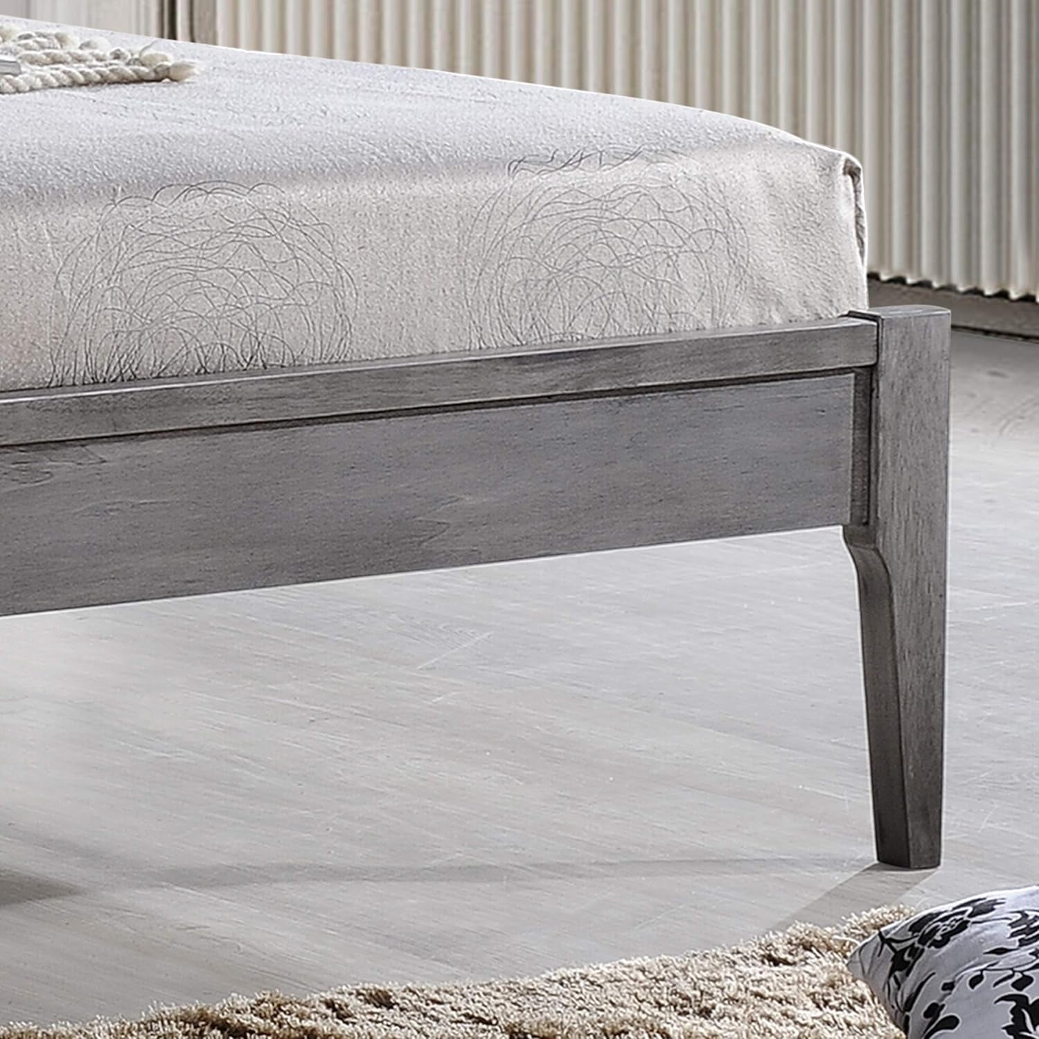 Rustic Wooden Queen Platform Bed, Rustic Gray