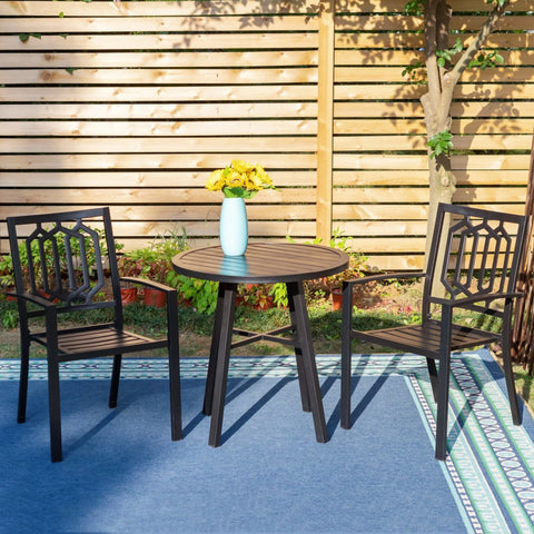 3-Piece Metal Patio Bistro Set Outdoor Accent Conversation Furniture for Yard, Porch and Garden, Black