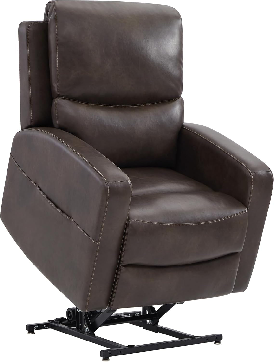 Electric Power Lift Recliner Chair for Elderly with Massage and Heat, Faux Leather Recliner Chair for Adults, Dual Motor Lay Flat Chair, Infinite Position, USB Ports, Chocolate