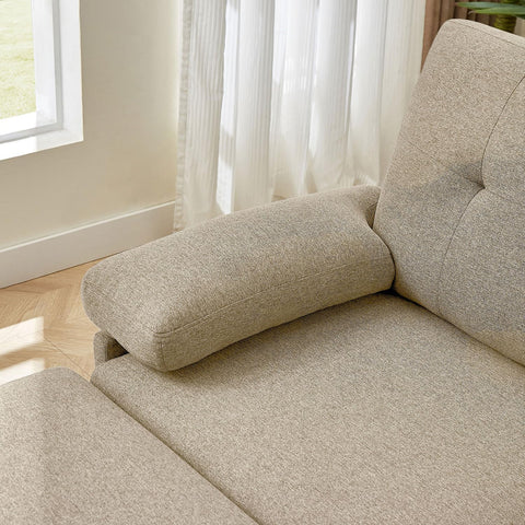 86" Convertible Sectional Sofa Couch, Modern Linen Fabric L Shaped Couch with Reversible Chaise, Upholstered Deep Seat Cushion 3 Seater Sofa for Small Space Apartment (Beige)