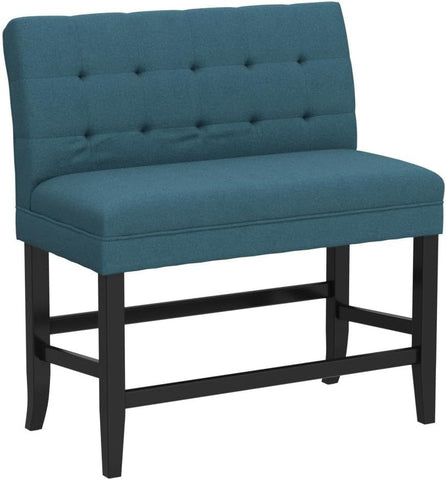 Kenan Fabric Barstool Bench, Dark Teal