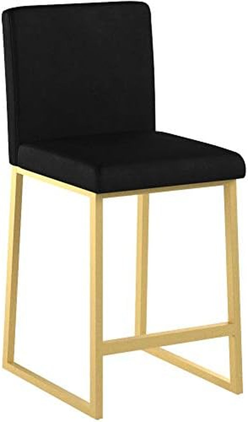 Great Deal Furniture Christopher Knight Home Lexi Modern Velvet Barstools, Black and Brass (Set of 2)