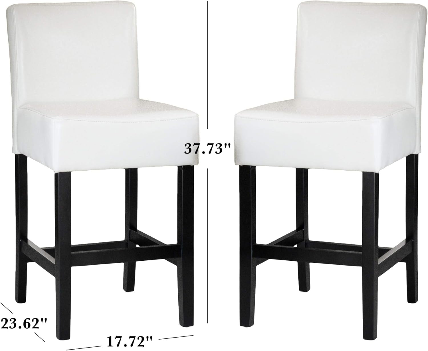 Gdfstudio  Lopez Bonded Leather Counter Stools, 2-Pcs Set, Ivory