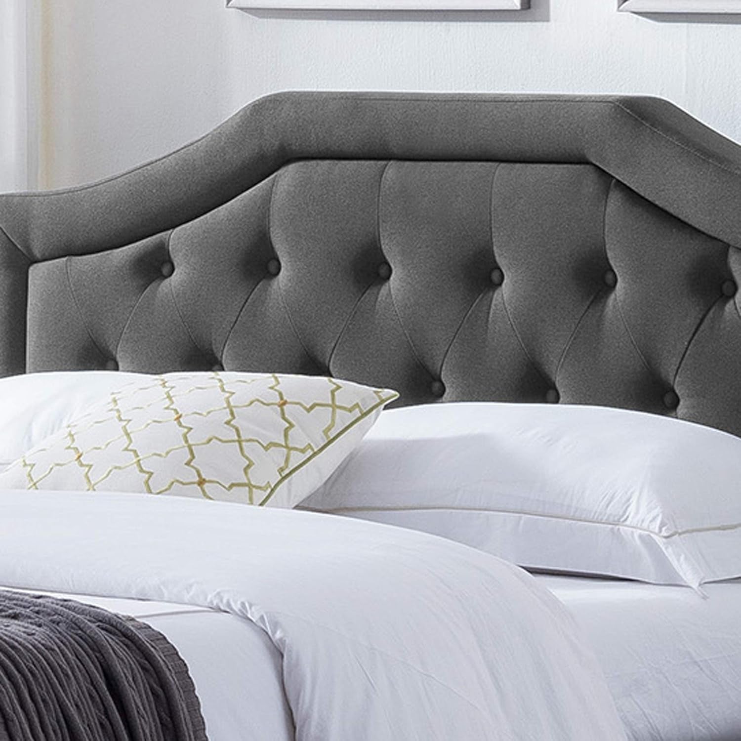 Veromca Theresa Contemporary Fabric Upholstered Queen Sized Bed Set, Charcoal Gray, Dark Brown