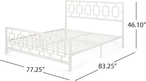 Claudia Modern Iron King Bed Frame, White